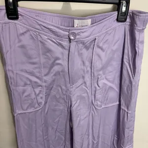 By Anthropologie Palazzo Utility Pants Cargo Wide Leg Lilac Purple Pull On Sz 10 thumbnail 10