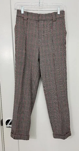 Zara Size Small Brown Glen Plaid Herringbone Ankle Pants thumbnail 1