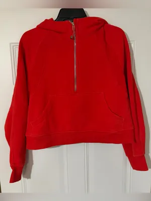 lululemon Scuba 1/2 Zip Hooded Fleece Hoodie Red Women’s Size M/L square dot thumbnail 1