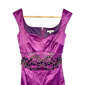 NWT Mandalay Oleander Purple Beaded Embellished Midi Cocktail Evening Dress Sz 2 thumbnail 2