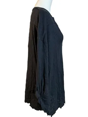 Free People Oversized Slouchy Cotton Linen Henley Tee in Black Medium NWT thumbnail 6