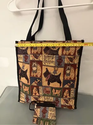 Vintage Dog Tapestry Tote Bag Matching Coin Purse Set Faithful Companion(F313) thumbnail 7