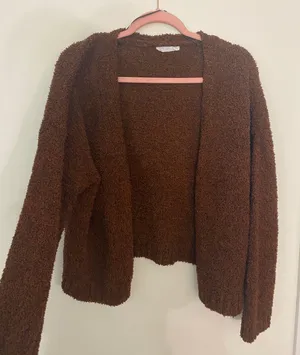 Double Zero Fuzzy Brown Cardigan thumbnail 1