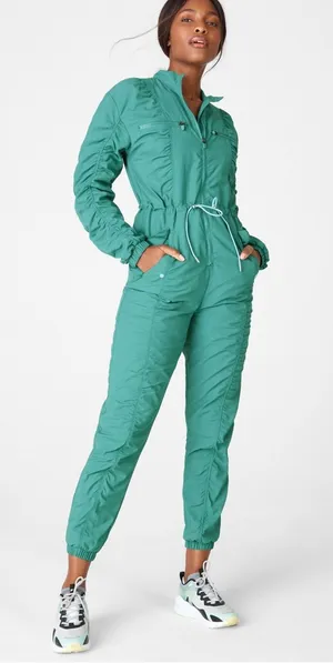 Fabletics Mckenzie Woven jumpsuit in Soft Pine Green XS thumbnail 1