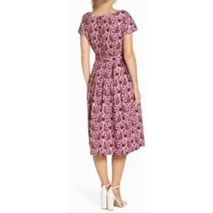 GAL MEETS GLAM Hallie Dress Paisley Floral Pink Purple Box Pleats Pockets Size 8 thumbnail 14