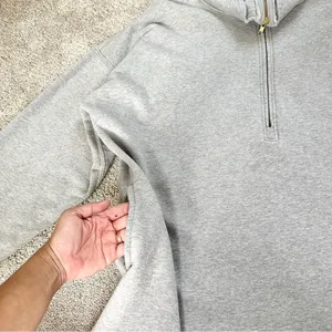 J.Crew University Terry Long Half-Zip Tunic Sweatshirt Heather Grey Cozy Chic thumbnail 8