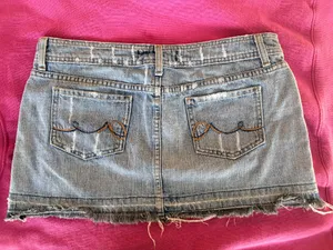 Angel Denim | Light Wash Studded Frayed Mini Skirt | L thumbnail 6