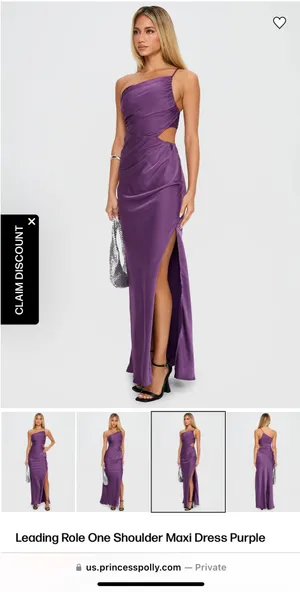 leading role one shoulder maxi dress purple princess polly thumbnail 2