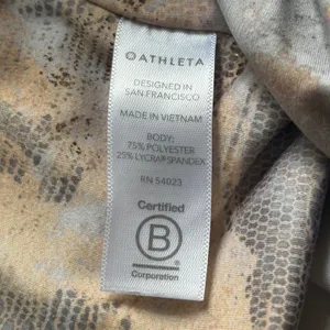 Athleta Elation Metallic‎ Foil Floral Snake Print Leggings Gold Mauve 7/8 Tights thumbnail 4