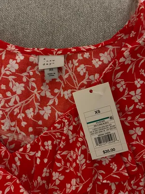 a new day Red and White Floral Ruffle Midi Dress thumbnail 2