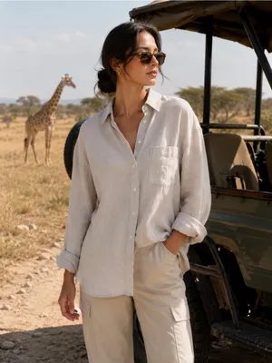 Aritzia Wilfred Reminisce Relaxed Linen Shirt Oversized Undyed Ecru thumbnail 2