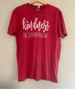 Kindness is Contagious Golden Red Casual Short Sleeve T-Shirt Comfy Kind XL thumbnail 1