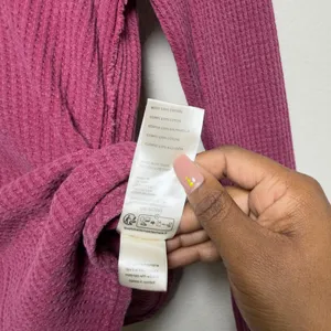 Free People Women Cotton Roll With It Thermal Small Pink Waffle Knit Soft Grunge thumbnail 9