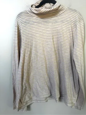NWT Madewell Whisper Cotton Striped Turtleneck Tee Matchstick sz XXL thumbnail 6