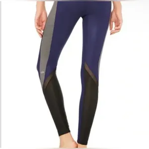 ALO Yoga Blue black and Gray Leggings Moisture-Wicking Comfort thumbnail 2