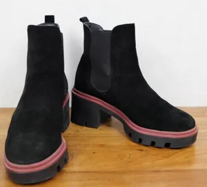 Portuguese Made Black Suede Chunky Sole Chelsea Boots Size 6.5 thumbnail 1