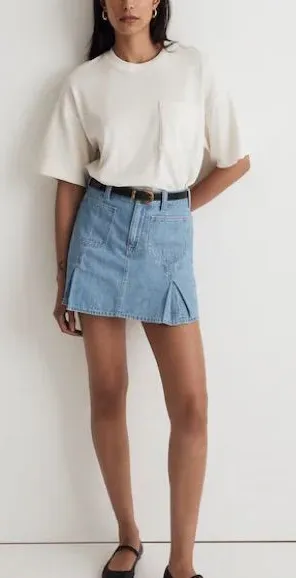 Madewell Pleated Denim A-Line Mini Skirt Women’s 27 Stilecroft Blue Wash Cotton thumbnail 1