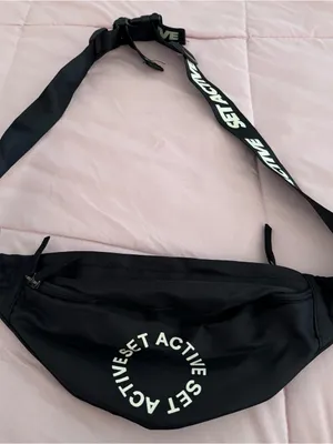 SET Active x Revolve Black Fanny pack belt bag with White Logo Circle, size 13x6 thumbnail 14