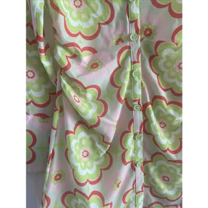 ASOS Floral Ruched Mini Shirt Dress Womens 4 Pink Green Retro‎ 70s Y2K Crepe thumbnail 5