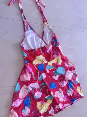Red Floral Halter Swim Dress thumbnail 9