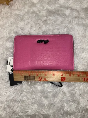 NWT Ed Hardy Zip Around Wristlet - Embossed Screaming Tiger On Pink thumbnail 5