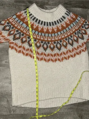 Aerie Pullover Knit Sweater Women's Cream Fair Isle Long Sleeve Sz S/P thumbnail 5