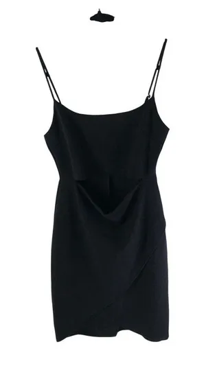Lulus Black Sleeveless Spaghetti Strap Mini Dress Bodycon Cutout Size M thumbnail 1