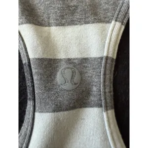 Lululemon Cool Racerback Marshmallow Stripe Heathered Sand Dune Black Size 4‎ thumbnail 4