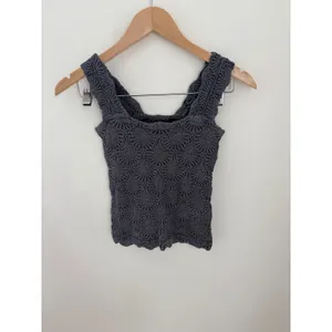Intimately Free People Textured Fan Knit Tank Top Charcoal Grey Square Neck M/L‎ thumbnail 2