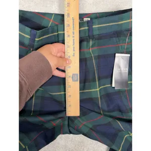 NWT‎ Lauren Ralph Lauren Plaid Tartan Cuffed Ankle Trousers Women's 2 Wool Navy thumbnail 12