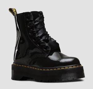 Dr. Martens MOLLY Women's Leather Platform Boots BLACK BUTTERO size 6 thumbnail 1