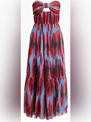 NEW HUTCH Bow Front Strapless Maxi Peri/ Red Dress Sz 10 thumbnail 4