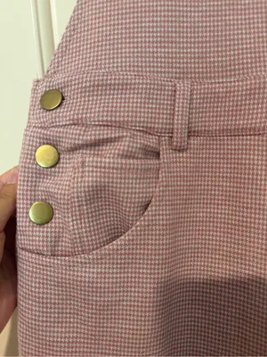 Polagram Pink Dusty Rose Houndstooth Overalls Size S thumbnail 6