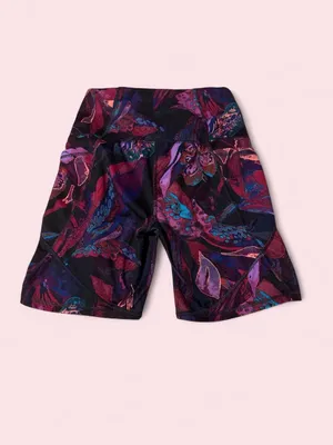 all in motion High-Rise Floral Bike Shorts in Black, Burgundy, Purple thumbnail 2