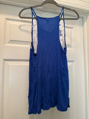 Blue Floral Print Spaghetti Strap Tank Top thumbnail 2