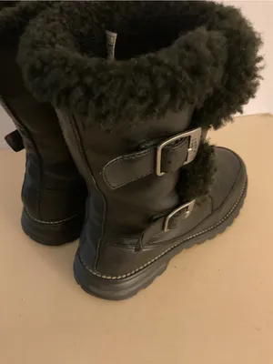 Ugg women black leather waterproof biker moto boots US 7 thumbnail 4