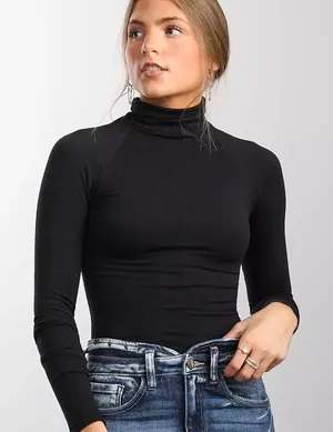 Free People Black Turtleneck Long Sleeve Top thumbnail 1