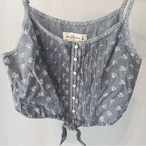 ABERCROMBIE & FITCH Denim Blue Spaghetti Strap Crop Top Medium NWT thumbnail 3