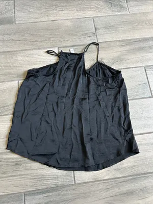 Nine West Black Satin Lace-Trim Camisole Top thumbnail 3