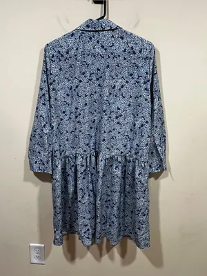 Tuckernuck Women's Hayes Blue Hydrangeas Button Front Shirt Dress Size large thumbnail 7