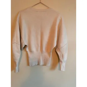 Zara Sweater Womens Small Cream Balloon Sleeve Cropped Ribbed‎ Knit Pullover thumbnail 6
