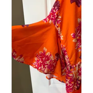 Hello Molly Moral of the Story Romper Orange Floral XS Boho Resort Tropical thumbnail 6