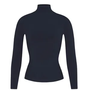 SKIMS NWT Cotton Jersey Turtleneck Top Soot Size S black thumbnail 4