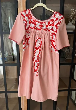 Margarita Embroidered shift dress oaxacan floral sara golondrina short sleeve thumbnail 1