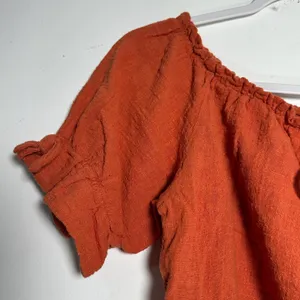 Cotton On Womens Burnt Orange Cotton Gauze Off Shoulder‎ Crop Top Boho Medium thumbnail 5