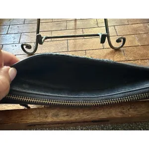 Coach Black Madison Leather Snakeskin Trim Wristlet Wallet Clutch Gold Logo Bag thumbnail 8