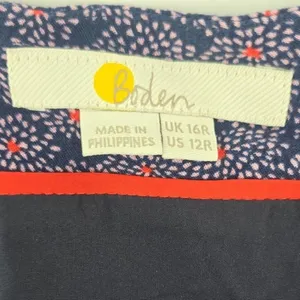 Boden Mini Skirt Womens 12R Navy Blue Floral‎ Viscose Lined Back Zip T0318 thumbnail 3