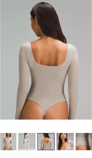 Lululemon Wundermost Bodysuit Square Neck Ultra-Soft Nulu Long Sleeve thumbnail 2