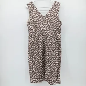 Boden WH251 Women Brown Polka Dot V-Neck Sleeveless Cotton Sheath Dress Size 10R thumbnail 2