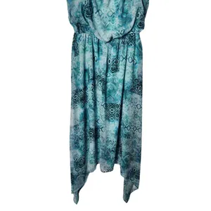 Emma & Michele Blue All Over Print Sleeveless Asymmetrical Hem Maxi Dress Large thumbnail 4